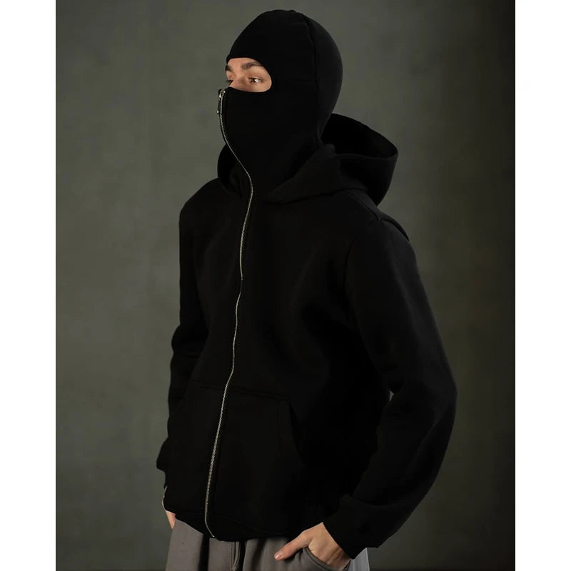 Men's Double Hat Mask Zipper Design Winter Windproof Hoodie Sports Jacket Outdoor Activities Hiking Travel Running Sweatshirt ﻿ - Buy online at  Vibe In Cart.