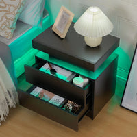 Cubehom LED Nightstands with 2 Drawers, End Table with RGB LED Lights for Bedroom Living Room, White Bedside Table - Buy online at  Vibe In Cart.