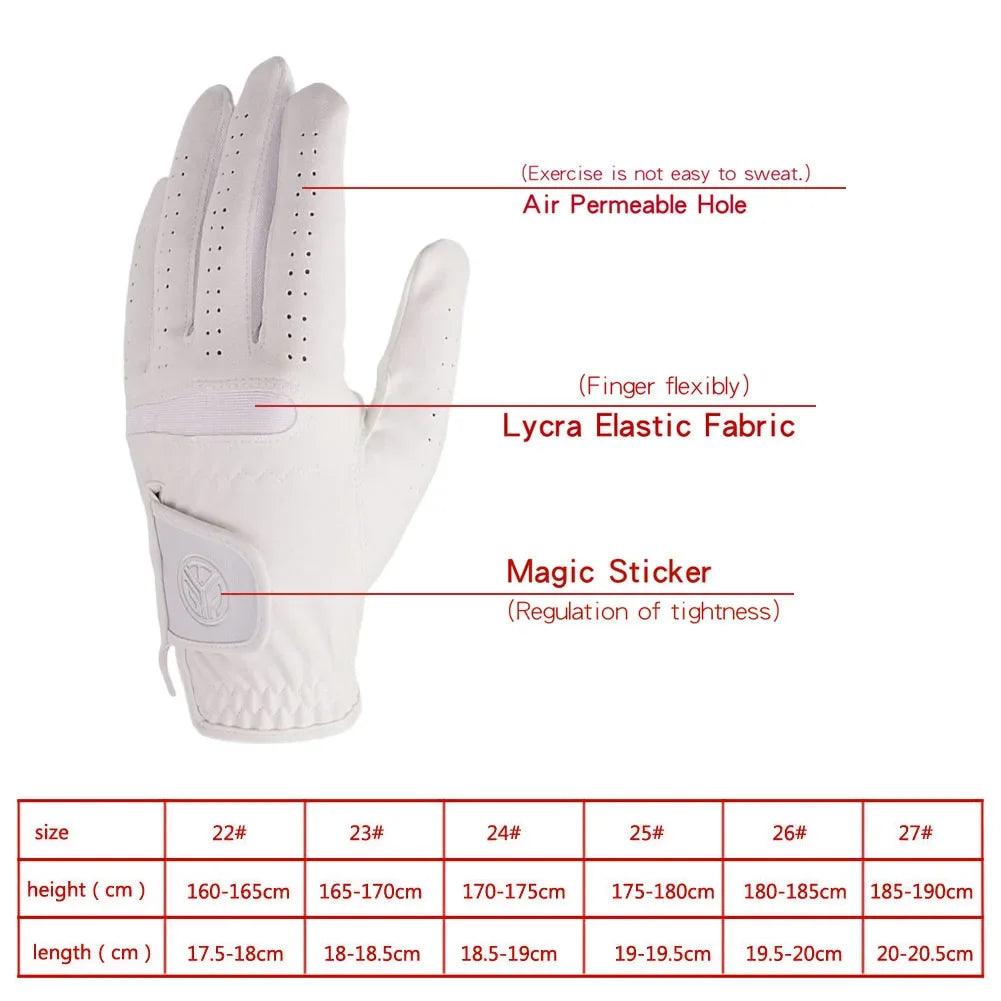 Men's Left-Hand Golf Gloves Fiber Cloth Non-Slip Design