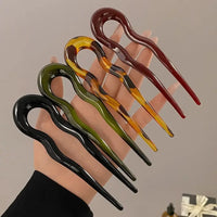 U-Shaped French Twist Hair Stick Hair Clip Plastic Wavy Hairpins Vintage Green Tortoise Women Hair Sticks Headwear Accessories - Buy online at  Vibe In Cart.