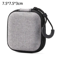 Grey Canvas Zipper Storage Bag for Earphones and Accessories