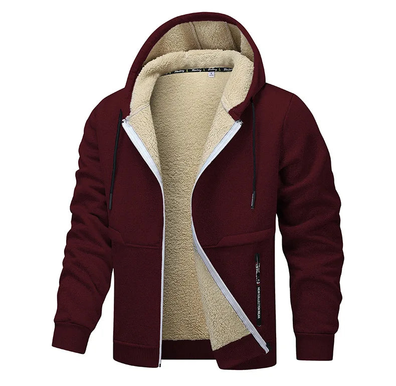Men's Winter Fleece Jacket with Zipper and Pockets