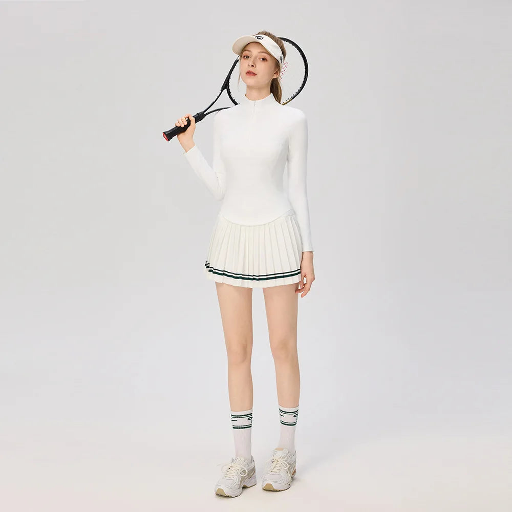 Women's Long Sleeve Athletic Shirts with Zipper Collar