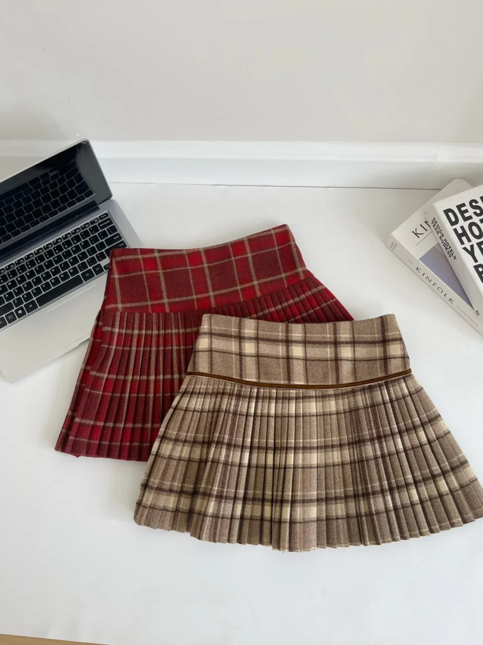 Plaid Pleated Mini Skirt Thick Wool Short Skirt High Waist Box-pleat Miniskirt for Women Teen-girl Preppy Style Outfit - Buy online at  Vibe In Cart.