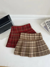 Plaid Pleated Mini Skirt Thick Wool Short Skirt High Waist Box-pleat Miniskirt for Women Teen-girl Preppy Style Outfit - Buy online at  Vibe In Cart.