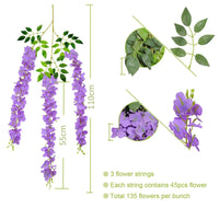 36/24 PACK Artificial Fake Wisteria Flowers Hanging Garland for Wall Outdoor Garden Wedding Party Decoration Home Interior Decor - Buy online at  Vibe In Cart.
