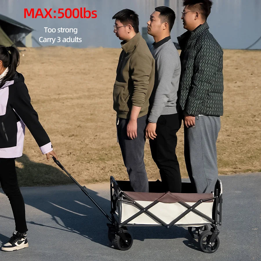 Collapsible Folding Utility Beach Wagon Cart Heavy Duty Large Capacity Fold Wagon Outdoor Trolley Portable Camping Cart Table - Buy online at  Vibe In Cart.