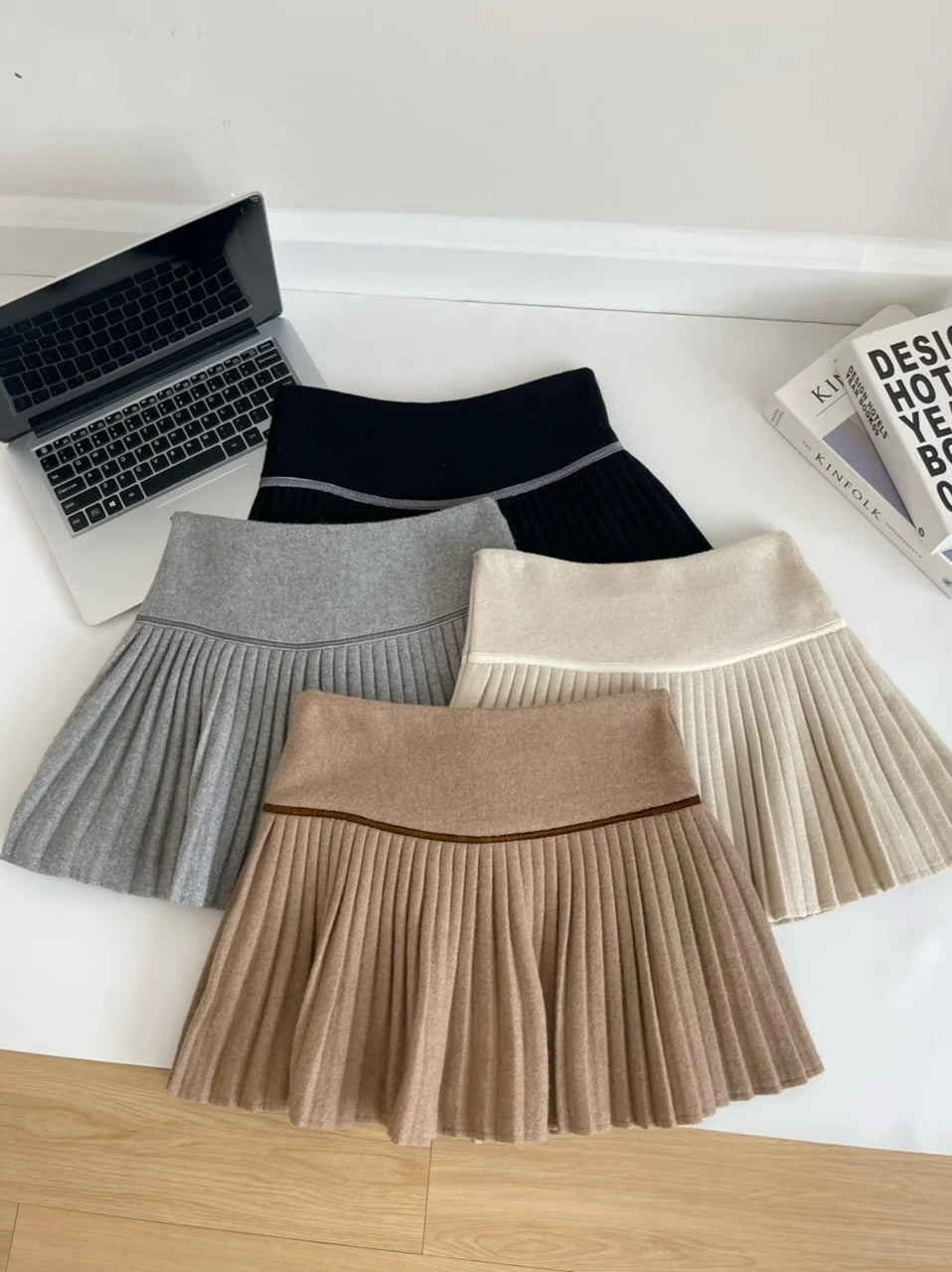 Plaid Pleated Mini Skirt Thick Wool Short Skirt High Waist Box-pleat Miniskirt for Women Teen-girl Preppy Style Outfit - Buy online at  Vibe In Cart.