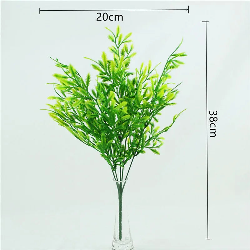 Artificial Plastic Fern Grass Plants for Home and Wedding Decor, Green