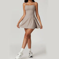 Women's summer tennis skirt built-in shorts and bra sleeveless backless workout sports golf dress  tennis dress for fitness