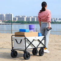 Collapsible Folding Utility Beach Wagon Cart Heavy Duty Large Capacity Fold Wagon Outdoor Trolley Portable Camping Cart Table - Buy online at  Vibe In Cart.
