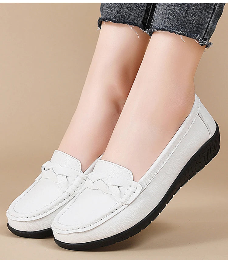 Women Shoes Soft Leather Women's Loafer 2025 New Flats Slip On Casual Shoes Flat Shoes Women White Footwear Zapatos De Mujer - Buy online at  Vibe In Cart.
