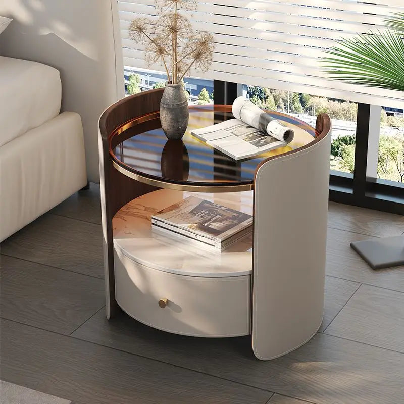 Modern Italian Round Bedside Table: Minimalist Design, Luxury & High-End Storage for Home Bedrooms - Buy online at  Vibe In Cart.