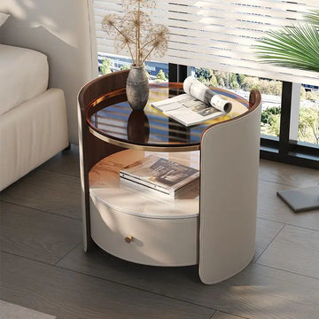 Modern Italian Round Bedside Table: Minimalist Design, Luxury & High-End Storage for Home Bedrooms - Buy online at  Vibe In Cart.