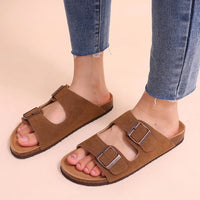 Men's Arch Support Slides Sandals With Adjustable Buckle