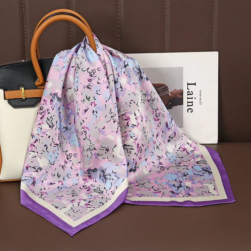 Square Satin Silk Scarf for Women, Casual All Seasons