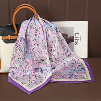 Square Satin Silk Scarf for Women, Casual All Seasons