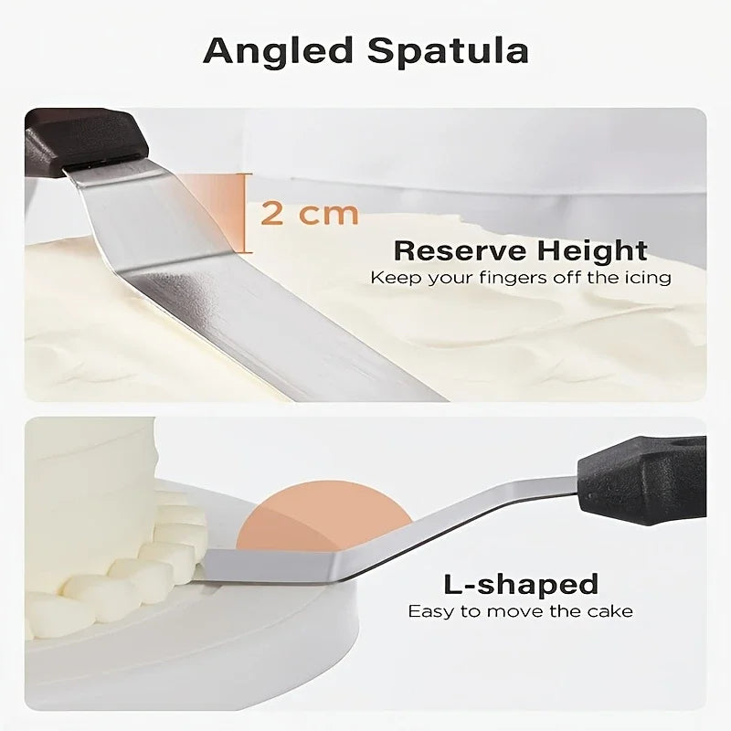 Pink 80-Piece Cake Decorating Set with Non-Slip Turntable and 14 Piping Tips