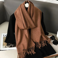 Women's Thick Warm Winter Polyester Scarf with Tassels