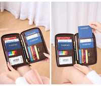 Multifunctional Travel Passport Wallet with RFID Protection in Microfiber Leather