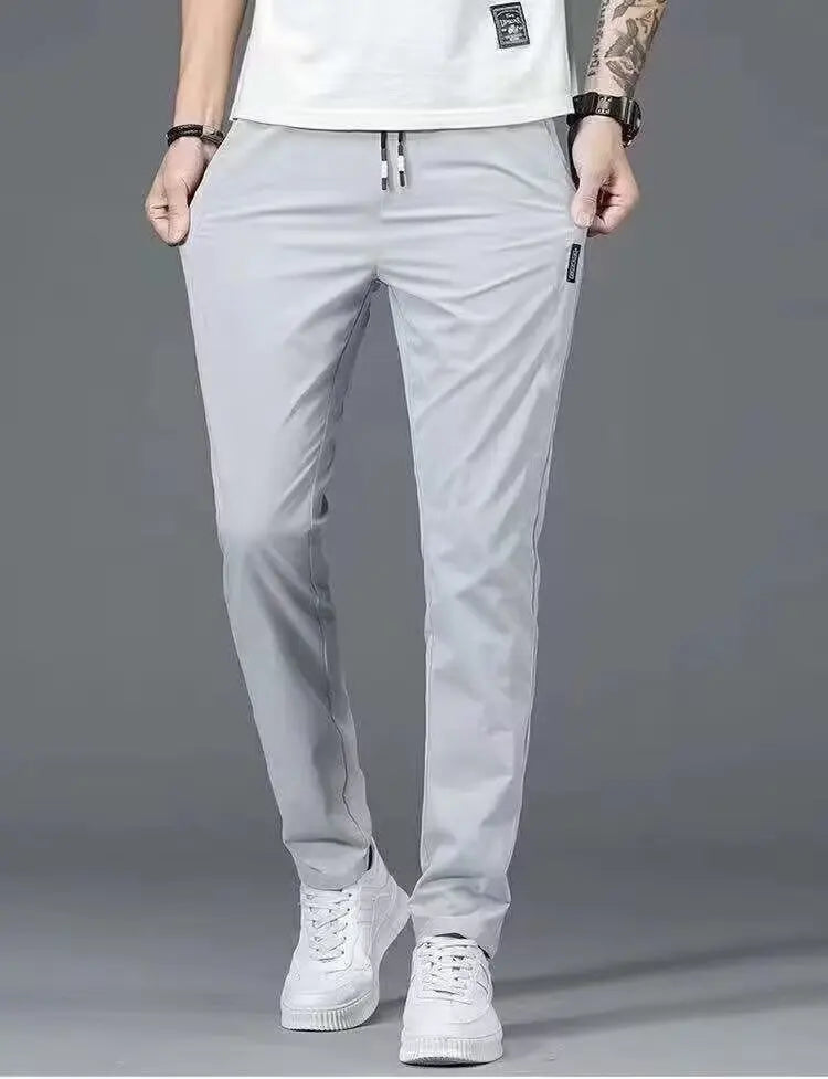Summer  Breathable Ice Silk Casual Pants Large Size Straight Versatile Comfortable Thin Quick-drying Men's Drawstring Sweatpants - Buy online at  Vibe In Cart.