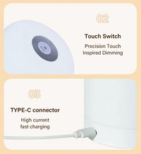 Rechargeable LED Night Light with Remote Control, Touch Switch, Dimmable RGB White