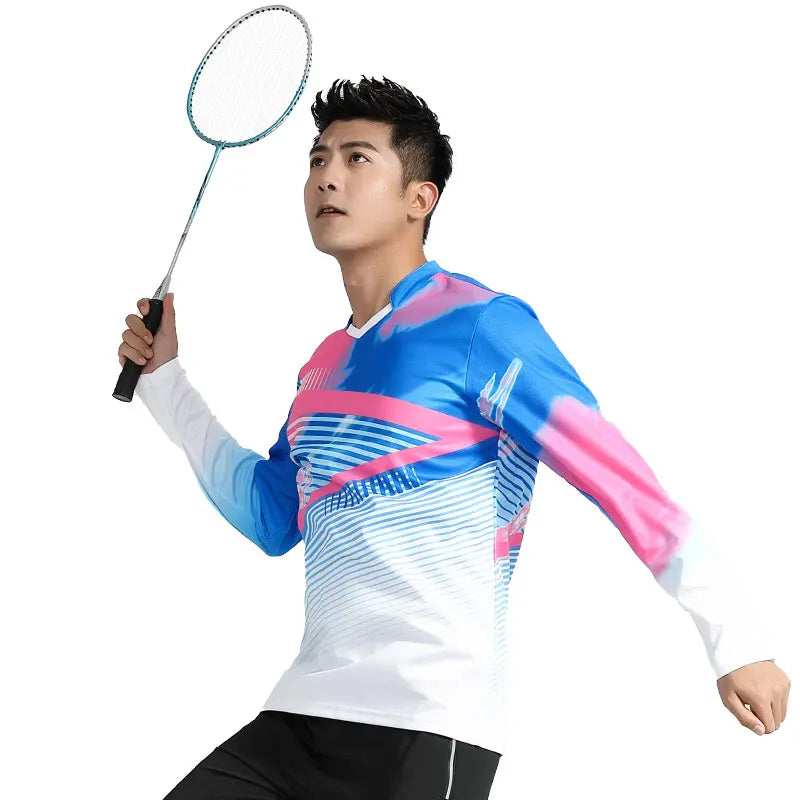 2023 New Style Print Badminton Shirts Men Sport Training Quick-dry Wicking Long Sleeve Casual Tennis Ping Pong Volleyball Tee - Buy online at  Vibe In Cart.