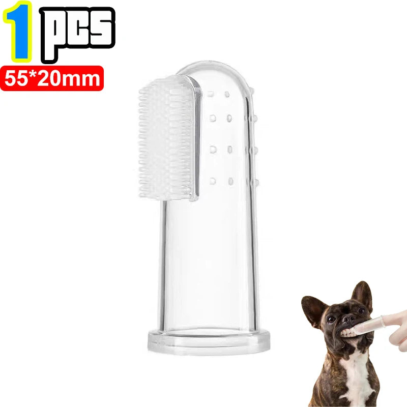 Transparent Silicone Fingertip Pet Toothbrush for Dogs and Cats