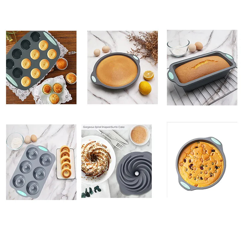 Silicone Bread Muffin Mold Heat Resistant Oven Pan Non-Stick Kitchen Bakeware Cake Pan Set 3D Cake Mold Pastry Baking Loaf Tool - Buy online at  Vibe In Cart.