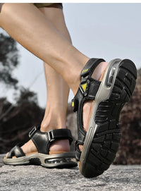 Men's Genuine Leather Breathable Beach Sandals Size 46