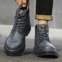 Leather Ankle Boots Stylish Walking Shoes Outdoor Men Casual Footwear Winter Plush Snow Boots New Trendl Mens High Top Shoes - Buy online at  Vibe In Cart.