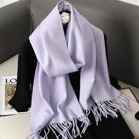 Women's Thick Warm Winter Polyester Scarf with Tassels