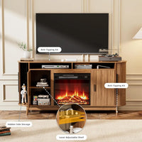 Electric Fireplace TV Stand, Modern Chic Entertainment Center for TVs Up to 80 inches, Curved Profile Design, Adjustable Shelves - Buy online at  Vibe In Cart.