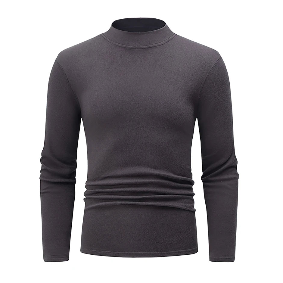 1/2piece Autumn And Winter Men's Semi High Neck Fashionable Base Long Sleeved Top Solid Color Casual Sports Fitness Warm T-shirt - Buy online at  Vibe In Cart.