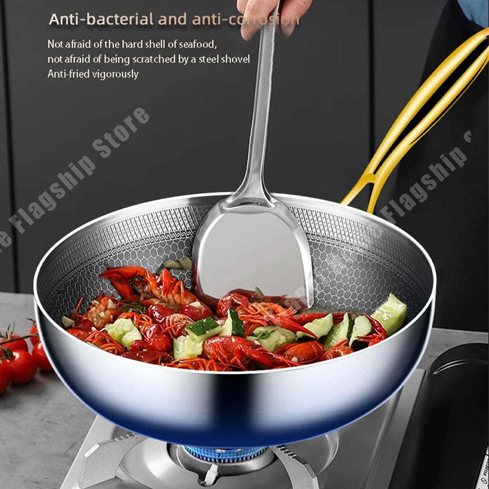 316 Stainless Steel Frying Pan Wok Non-stick Cooking Honeycomb Steak Gas Stove Pot Induction General Saucepan Kitchen Cookware - Buy online at  Vibe In Cart.