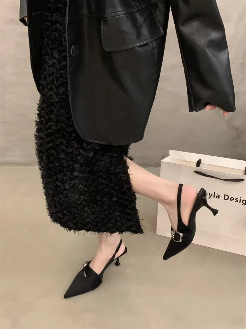 Pointy High Heeled Sandals Women's Buckle Brand Casual Fashion Slippers Sexy Slingback Shoes Sweet Muller Beach Sandals Women - Buy online at  Vibe In Cart.