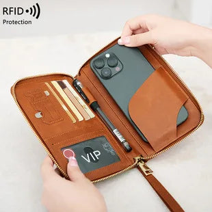 RFID Blocking Polyurethane Passport Holder with Zipper