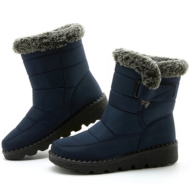 Boots Waterproof Fur Boots For Snow Women's Winter Shoes Low Heels Women Middle Boots Winter Footwear Warm Combat Shoes Woman - Buy online at  Vibe In Cart.