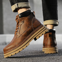 Leather Ankle Boots Stylish Walking Shoes Outdoor Men Casual Footwear Winter Plush Snow Boots New Trendl Mens High Top Shoes - Buy online at  Vibe In Cart.