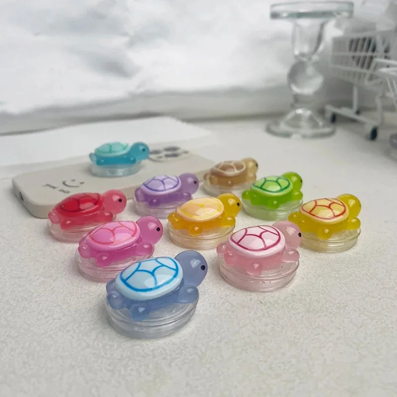 Luminous Plastic Turtle Phone Holder With Expanding Stand And Finger Grip