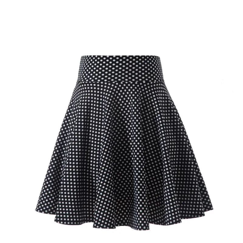 Women's Black Knee-Length Flared Pleated Loose Skirt
