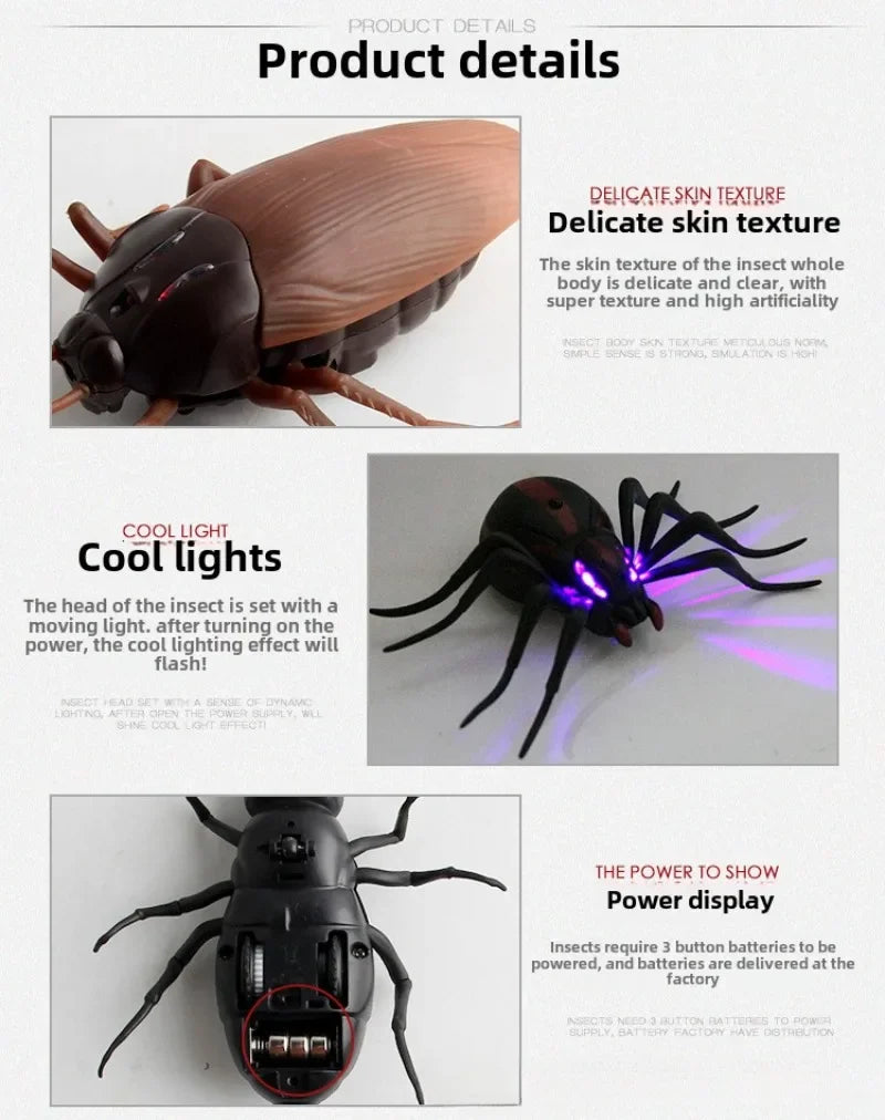 Trick Electric Cockroach Pet RC Simulation Animal Robotic Remote Control Ant Toy Halloween Xmas Mini Gift for Adult Prank Insect