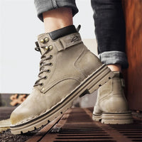 Luxury Brand Outdoor Men's Boots High-Top Leather Hiking Boots Classic Male Ankle Shoes Motocross Sneakers Casual Leather Shoes - Buy online at  Vibe In Cart.