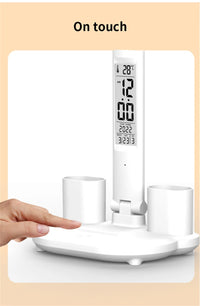 LED Desk Lamp USB Dimmable Touch Foldable Table Lamp with Calendar Temperature Clock Night Light for Study Reading Lamp - Buy online at  Vibe In Cart.