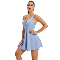 Women's summer tennis skirt built-in shorts and bra sleeveless backless workout sports golf dress  tennis dress for fitness