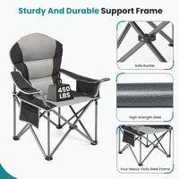 JHK Heavy Duty Camping Chair 450lbs Capacity Portable Folding Chair with Cup Holder Sturdy Steel Frame Outdoor Chair for Camping - Buy online at  Vibe In Cart.