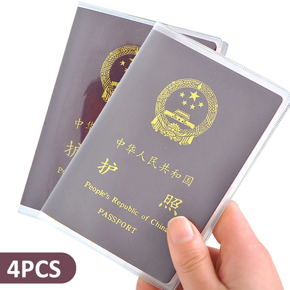 Passport Protective Cover Transparent Frosted PVC Waterproof 1-4 Pack