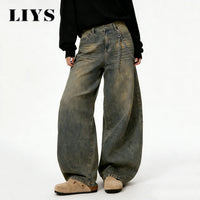 American Retro Baggy Wide Leg Jeans Men's Korea Streetwear Distressed y2k Clothing Casual Daily Four Seasons Denim Pants Unisex - Buy online at  Vibe In Cart.