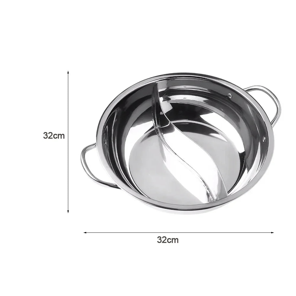 Stainless Steel Divided Hot Pot for Shabu and Soup Cooking