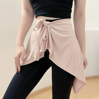 Women Solid Color Yoga Tennis Up Skirt Athletic Workout Running Tie Up Wrap Skirts Hip Covering Asymmetrical Scarf - Buy online at  Vibe In Cart.